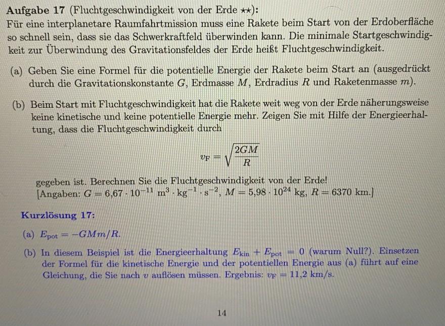 Zeigen Sie mit Hilfe der Energieerhaltung, dass die
