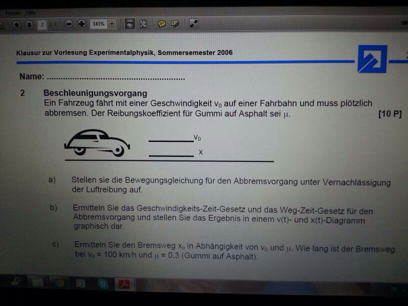 Auto mit Geschwindigkeit Bremsweg Beschleunigung. Wer kann ...
